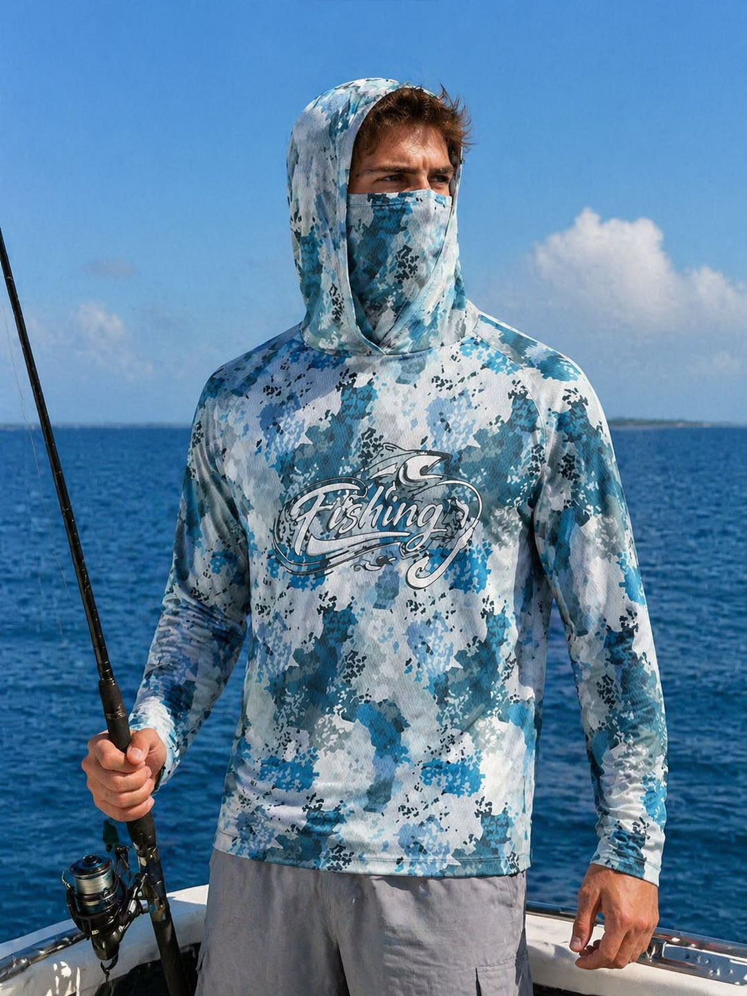 Fishing Shirt Hooded Men Fishi - đánh giá và giá Fishing Mask Sun Protection